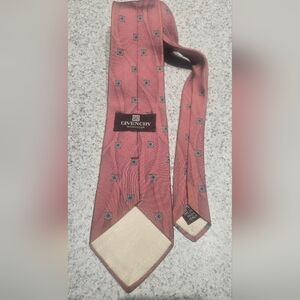 Vintage Givenchy Monsieur Tie Italy Men 57" Silk Pink Blue Leaf Motif